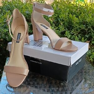 Nine West Beige Block Heel Sandals